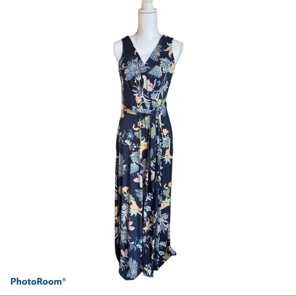 NWT Chetta B Long Maxi Dress Floral Sleeveless 6